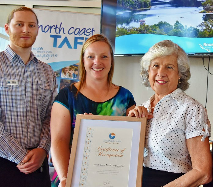North Coast Tafe Wollongbar campus being recognised as a Sustainable Water Partner.